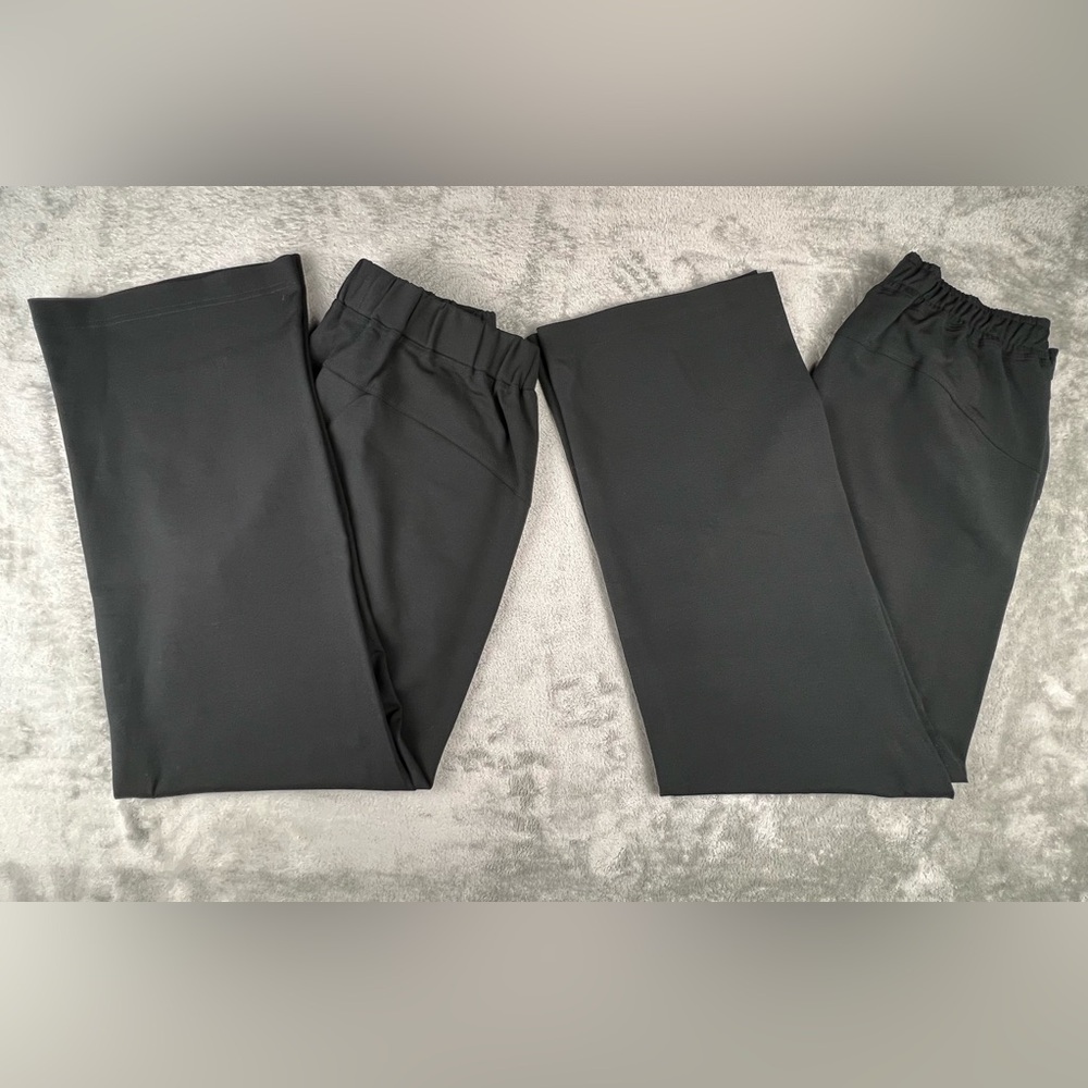 Paskho Pants Womens Size XL Black Namaste Wide Leg Pull On Travel— LOT OF 2